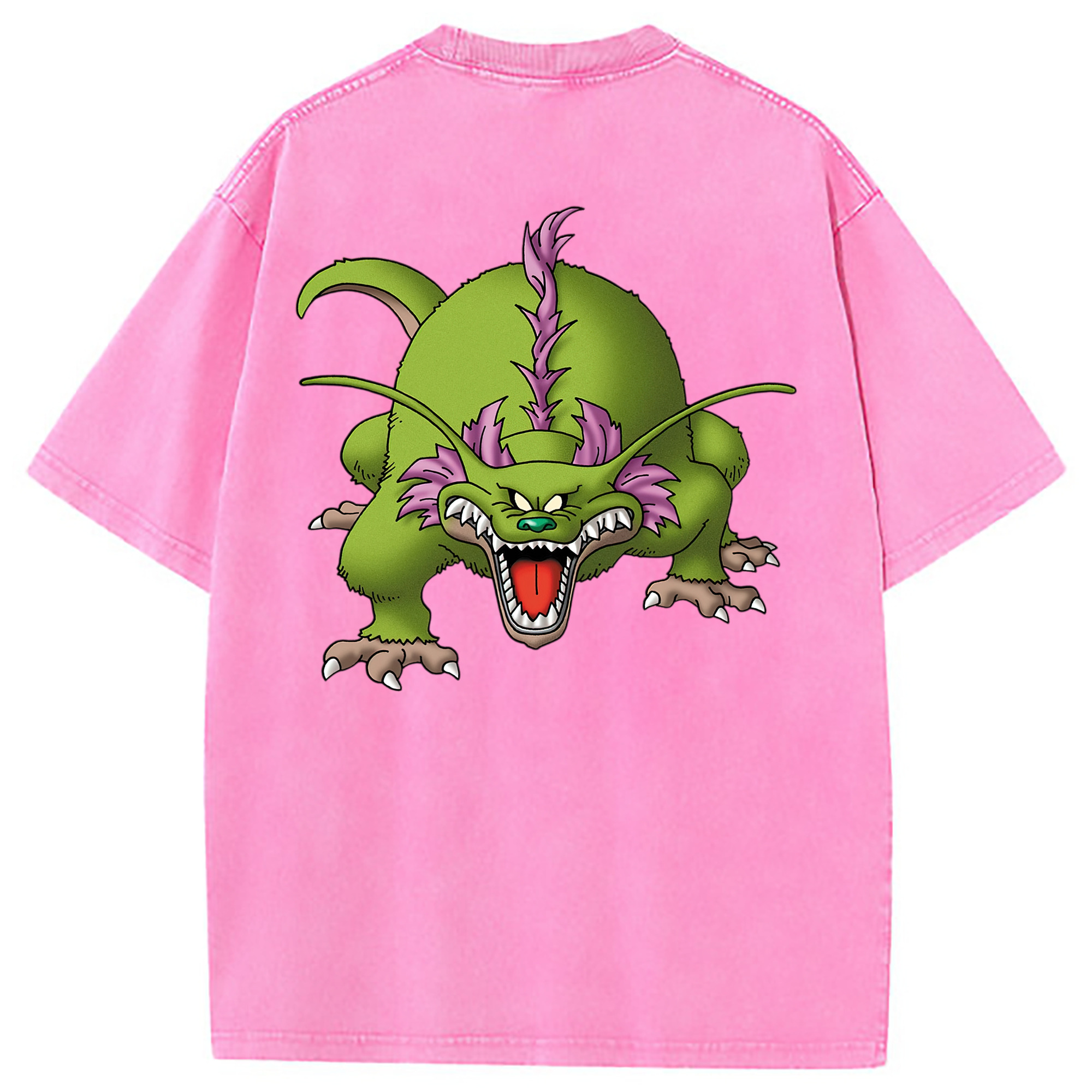 （画像用） ドラゴンクエスト Doragon Kuesuto Dragon Quest 綿100% ヴィンテージ風 半袖Tシャツ（背面プリント）